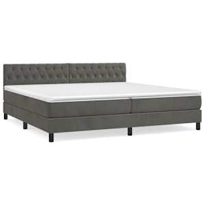 Box spring postel s matrací tmavě šedá 200x200 cm samet - obrázek 2