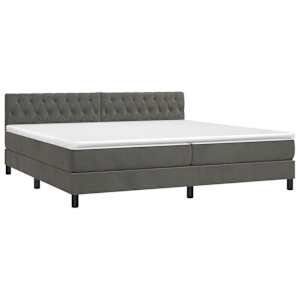 Box spring postel s matrací tmavě šedá 200x200 cm samet - obrázek 3