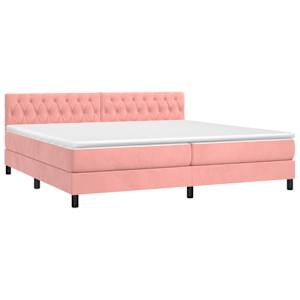 Box spring postel s matrací růžová 200x200 cm samet - obrázek 3