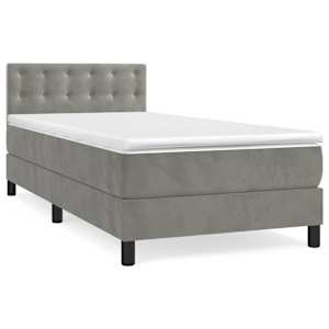Box spring postel s matrací světle šedá 80 x 200 cm samet - obrázek 2
