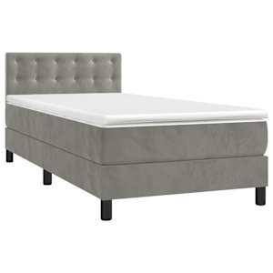Box spring postel s matrací světle šedá 80 x 200 cm samet - obrázek 3