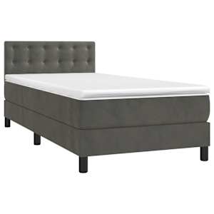 Box spring postel s matrací tmavě šedá 80 x 200 cm samet - obrázek 3