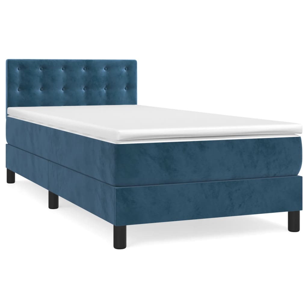vidaXL Boxspring met matras fluweel donkerblauw 80x200 cm