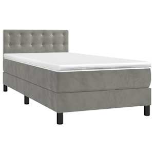 Box spring postel s matrací světle šedá 90x190 cm samet - obrázek 2