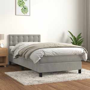 Box spring postel s matrací světle šedá 90x190 cm samet - obrázek 1