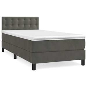 Box spring postel s matrací tmavě šedá 90x190 cm samet - obrázek 2