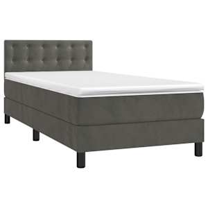 Box spring postel s matrací tmavě šedá 90x190 cm samet - obrázek 3