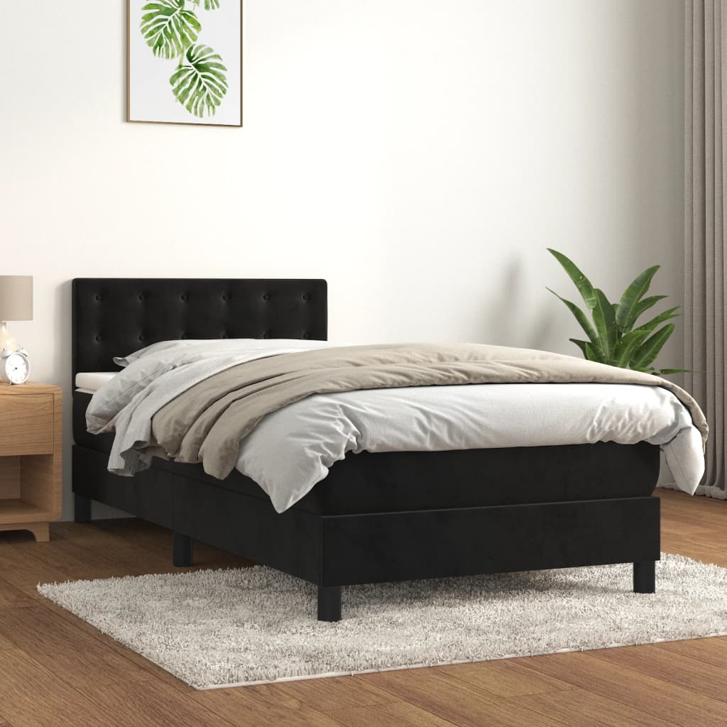 vidaXL Boxspringbett mit Matratze Schwarz 90x190 cm Samt