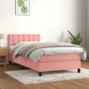Box spring postel s matrací růžová 90x190 cm samet - obrázek 1