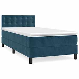 Box spring postel s matrací tmavě modrá 90x200 cm samet - obrázek 2
