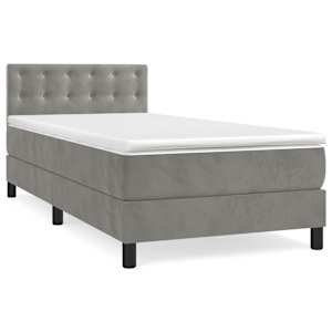 Box spring postel s matrací světle šedá 100x200 cm samet - obrázek 2