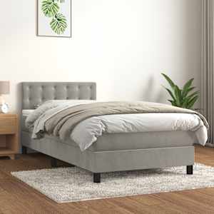 Box spring postel s matrací světle šedá 100x200 cm samet - obrázek 1