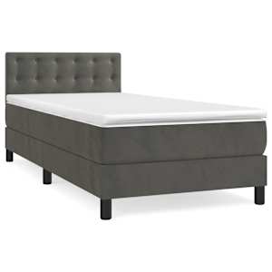 Box spring postel s matrací tmavě šedá 100x200 cm samet - obrázek 2