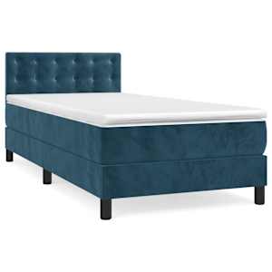 Box spring postel s matrací tmavě modrá 100x200 cm samet - obrázek 2