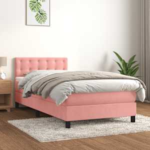 Box spring postel s matrací růžová 100x200 cm samet - obrázek 1