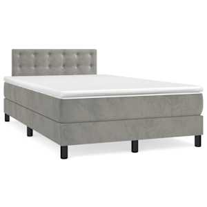 Box spring postel s matrací světle šedá 120 x 200 cm samet - obrázek 2