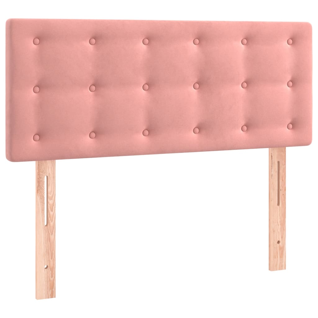 rózsaszín bársony rugós ágy matraccal 120 x 200 cm