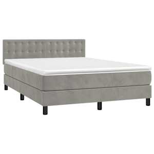 Box spring postel s matrací světle šedá 140x190 cm samet - obrázek 3