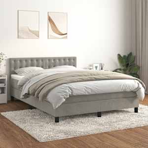 Box spring postel s matrací světle šedá 140x190 cm samet - obrázek 1