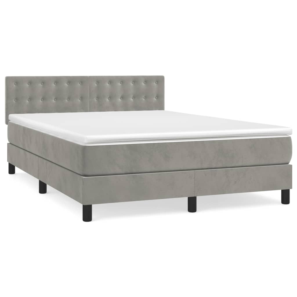 Thumbnail - vidaXL Boxspringbett mit Matratze Hellgrau 140x200 cm Samt