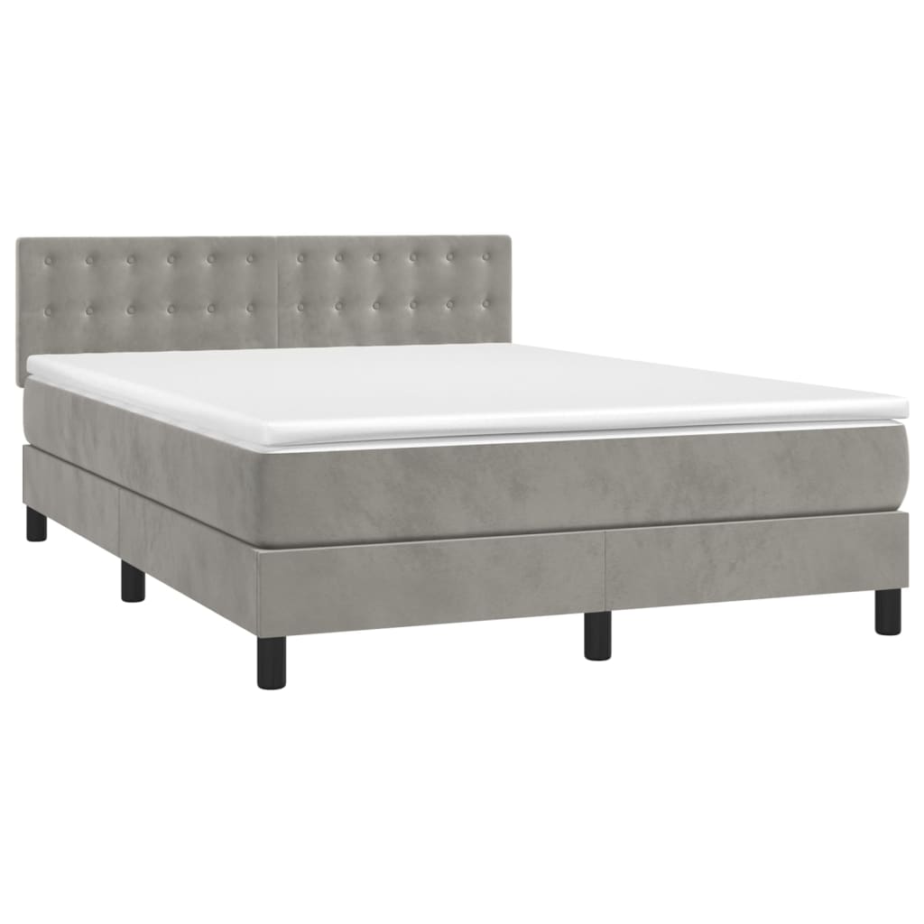 Thumbnail - vidaXL Boxspringbett mit Matratze Hellgrau 140x200 cm Samt
