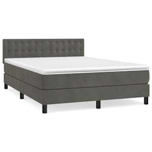 Box spring postel s matrací tmavě šedá 140x200 cm samet - obrázek 2