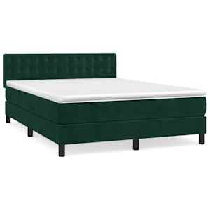 Box spring postelja z vzmetnico temno zelena 140x200 cm žamet - slika 2