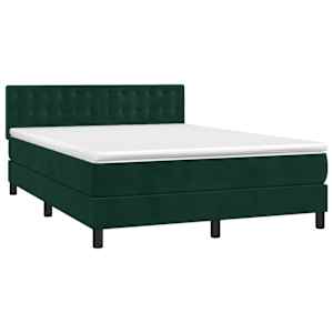 Box spring postelja z vzmetnico temno zelena 140x200 cm žamet - slika 3