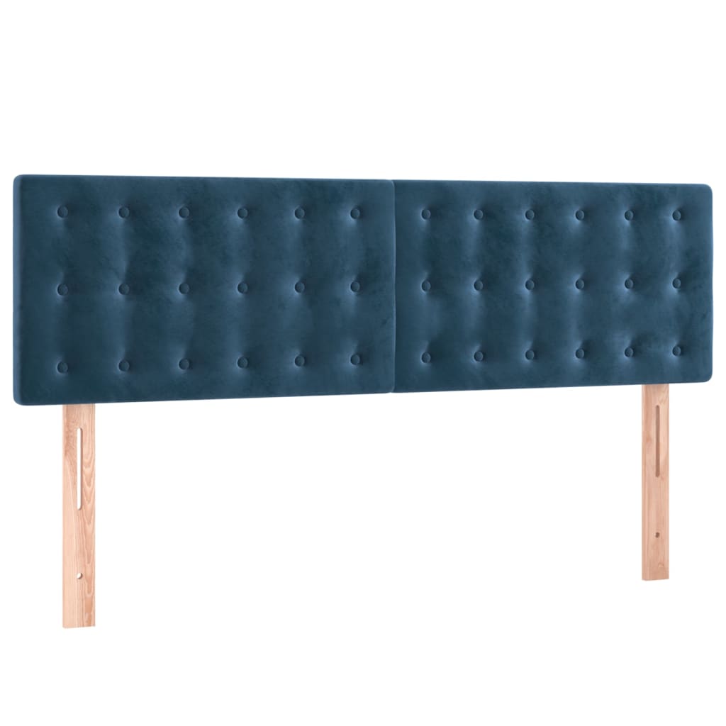 Box spring postelja z vzmetnico temno modra 140x200 cm žamet