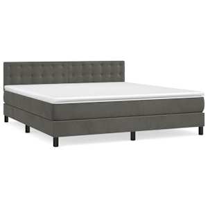 Box spring postel s matrací tmavě šedá 160x200 cm samet - obrázek 2