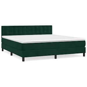 Box spring postel s matrací tmavě zelená 160x200 cm samet - obrázek 2