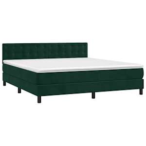 Box spring postel s matrací tmavě zelená 160x200 cm samet - obrázek 3