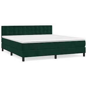 Box spring postelja z vzmetnico temno zelena 180x200 cm žamet - slika 2