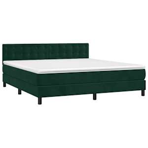 Box spring postelja z vzmetnico temno zelena 180x200 cm žamet - slika 3