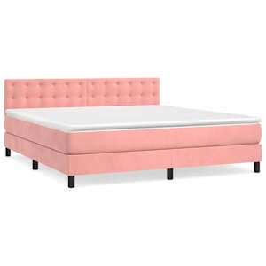 Box spring postel s matrací růžová 180x200 cm samet - obrázek 2