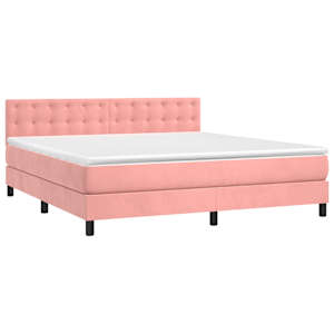 Box spring postel s matrací růžová 180x200 cm samet - obrázek 3