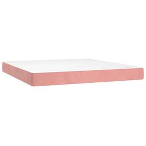 Box spring postelja z vzmetnico roza 180x200 cm žamet - slika 5