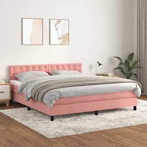 Box spring postel s matrací růžová 180x200 cm samet - obrázek 1