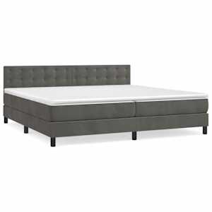 Box spring postel s matrací tmavě šedá 200x200 cm samet - obrázek 2