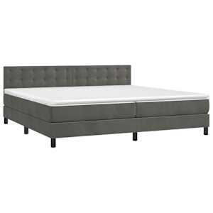 Box spring postel s matrací tmavě šedá 200x200 cm samet - obrázek 3