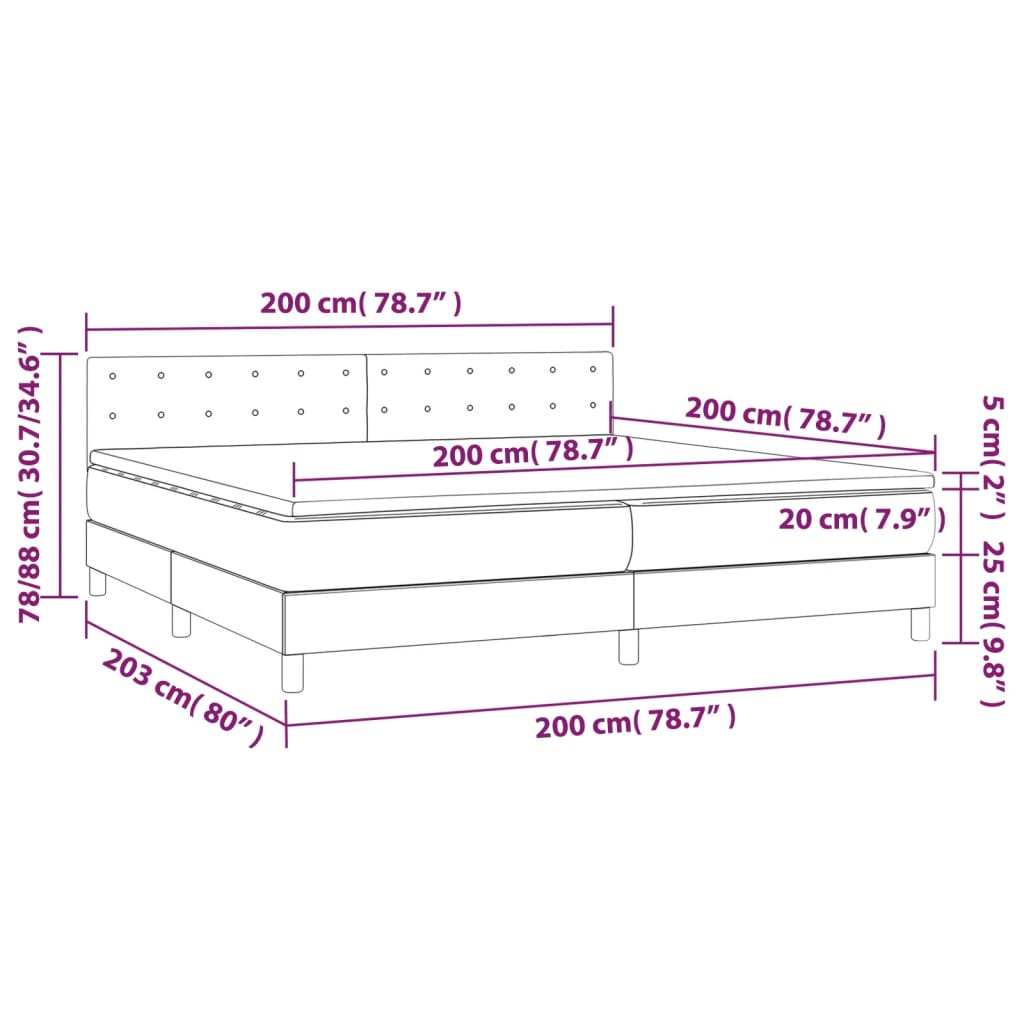 Krevet s oprugama i madracem crni 200x200 cm baršunasti