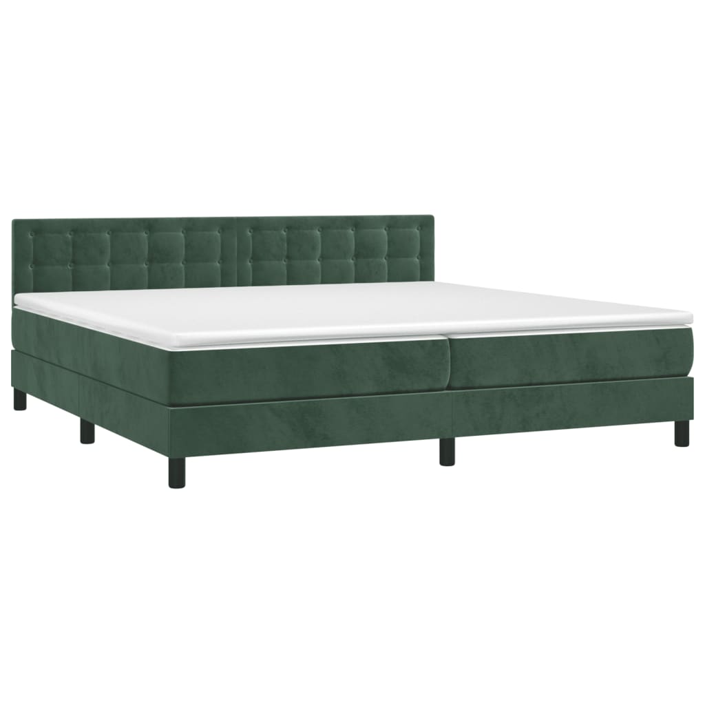 Thumbnail - vidaXL Boxspringbett mit Matratze Dunkelgrün 200x200 cm Samt