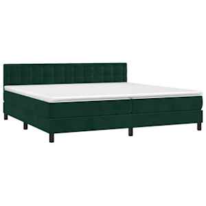 Box spring postelja z vzmetnico temno zelena 200x200 cm žamet - slika 3