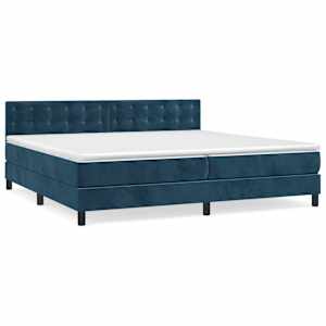 Box spring postel s matrací tmavě modrá 200x200 cm samet - obrázek 2