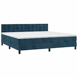Box spring postel s matrací tmavě modrá 200x200 cm samet - obrázek 3