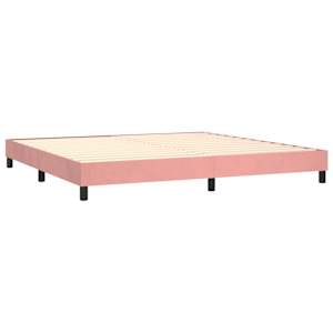 Box spring postelja z vzmetnico roza 200x200 cm žamet - slika 4
