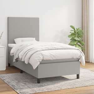 Box spring postel s matrací světle šedá 80 x 200 cm textil - obrázek 1