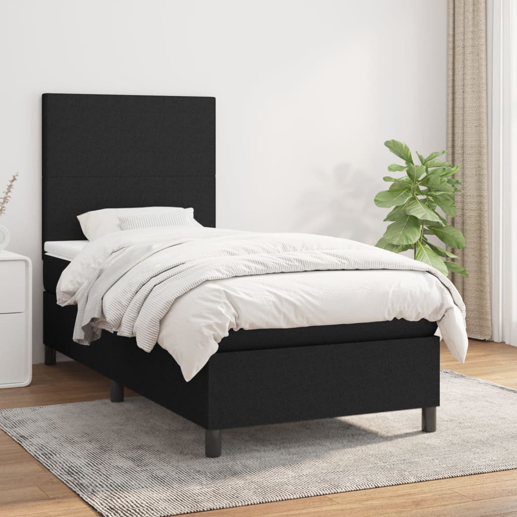 Boxspringbett mit Matratze Schwarz 80×200 cm Stoff