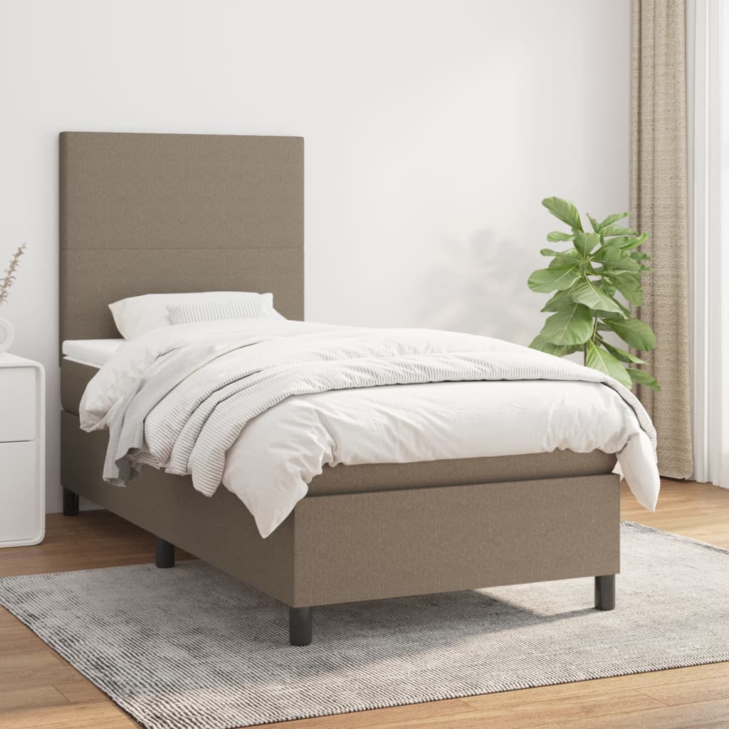 Tópszínű szövet rugós ágy matraccal 80 x 200 cm 