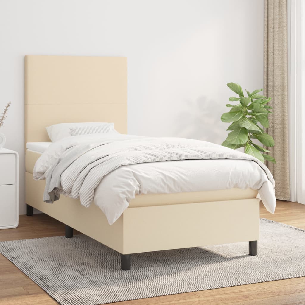 Boxspringbett mit Matratze Creme 80×200 cm Stoff